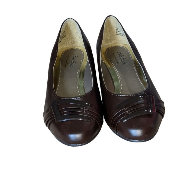 SOFT STYLE BY HUSH PUPPIES WOMENS PLEATS BE WITH YOU DRESS PUMP BROWN 8W - Picture 5 of 6